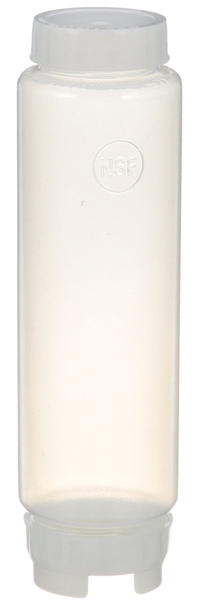 FMP 280-1805 Multi-Purpose Double-Ended FIFO Squeeze Bottle with (1) Label Cap & (1) Dispensing Cap - 16 oz. - Wide Mouth