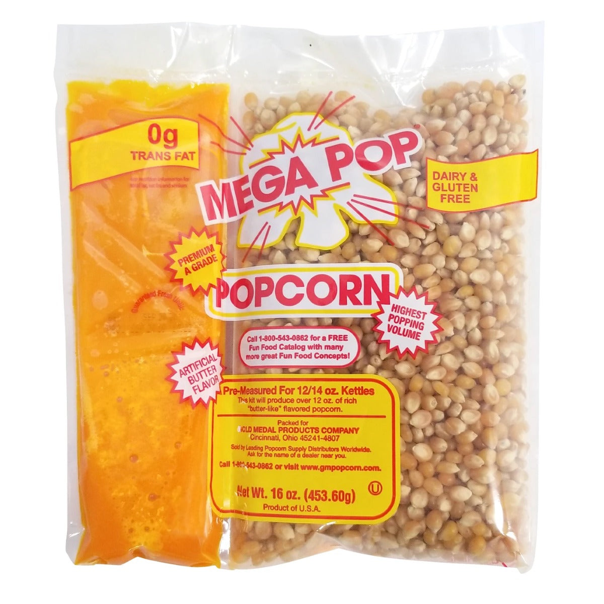 Gold Medal 2839 Mega Pop Corn/Oil/Salt Kits for 12 to 14 oz. Kettles - 24/Case