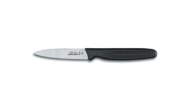 Dexter-Russell 30500 Val-U Stamped Paring Knife with Black Plastic Handle 3-1/2" - 12/Case