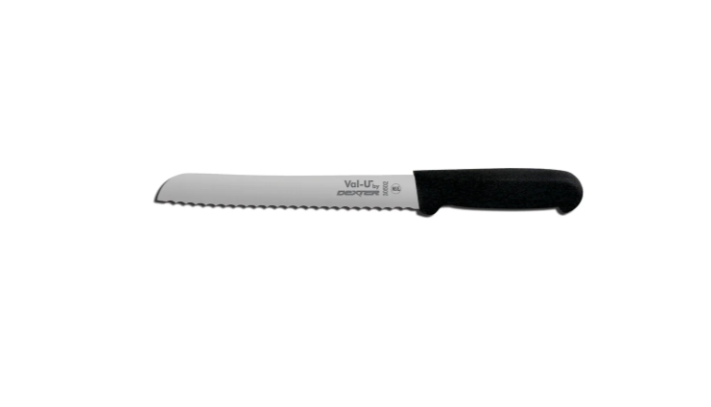 Dexter-Russell 30502 Val-U Stamped Scalloped Bread Knife with Black Plastic Handle 8" - 12/Case