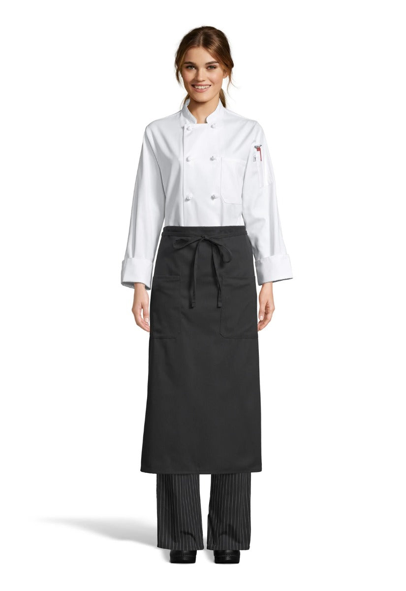 Uncommon Threads 3053-0100 Bistro Apron with 2 Side Pockets 33"L x 28"W - Black