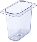 Carlisle 3068807 StorPlus Polycarbonate Food Pan 6" Deep - 1/9 Size - Clear