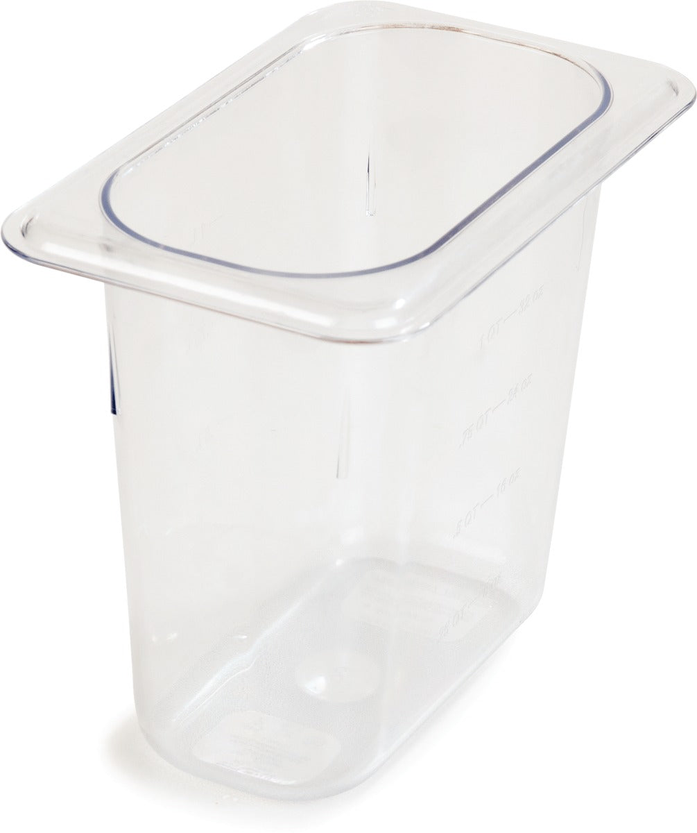 Carlisle 3068807 StorPlus Polycarbonate Food Pan 6" Deep - 1/9 Size - Clear