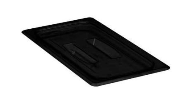 Cambro 30CWCH110 Camwear Food Pan Cover - 1/3 Size, Flat with Handle, Black - 6/Case