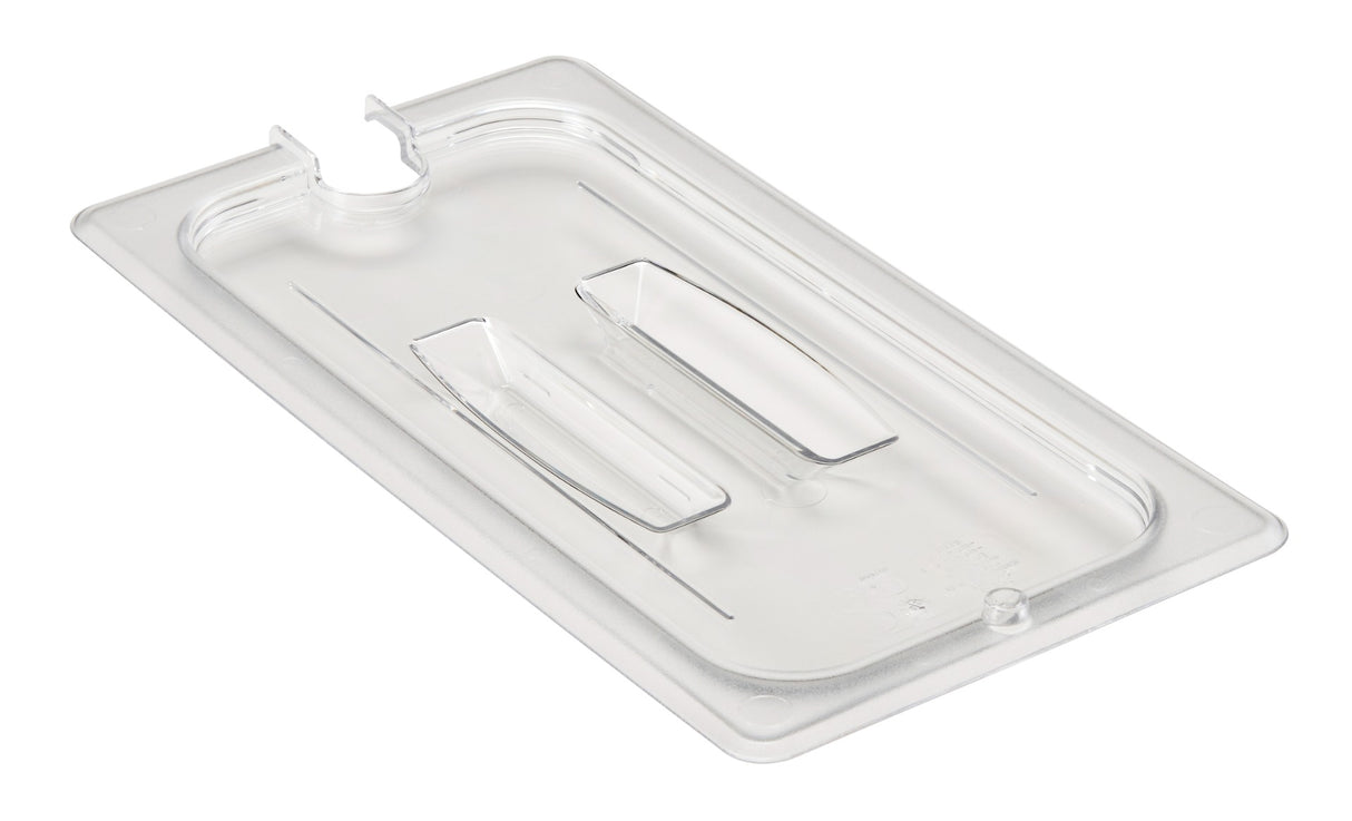 Cambro 30CWCHN135 Camwear Polycarbonate Food Pan Cover with Handle & Spoon Notch - 1/3 Size - Clear