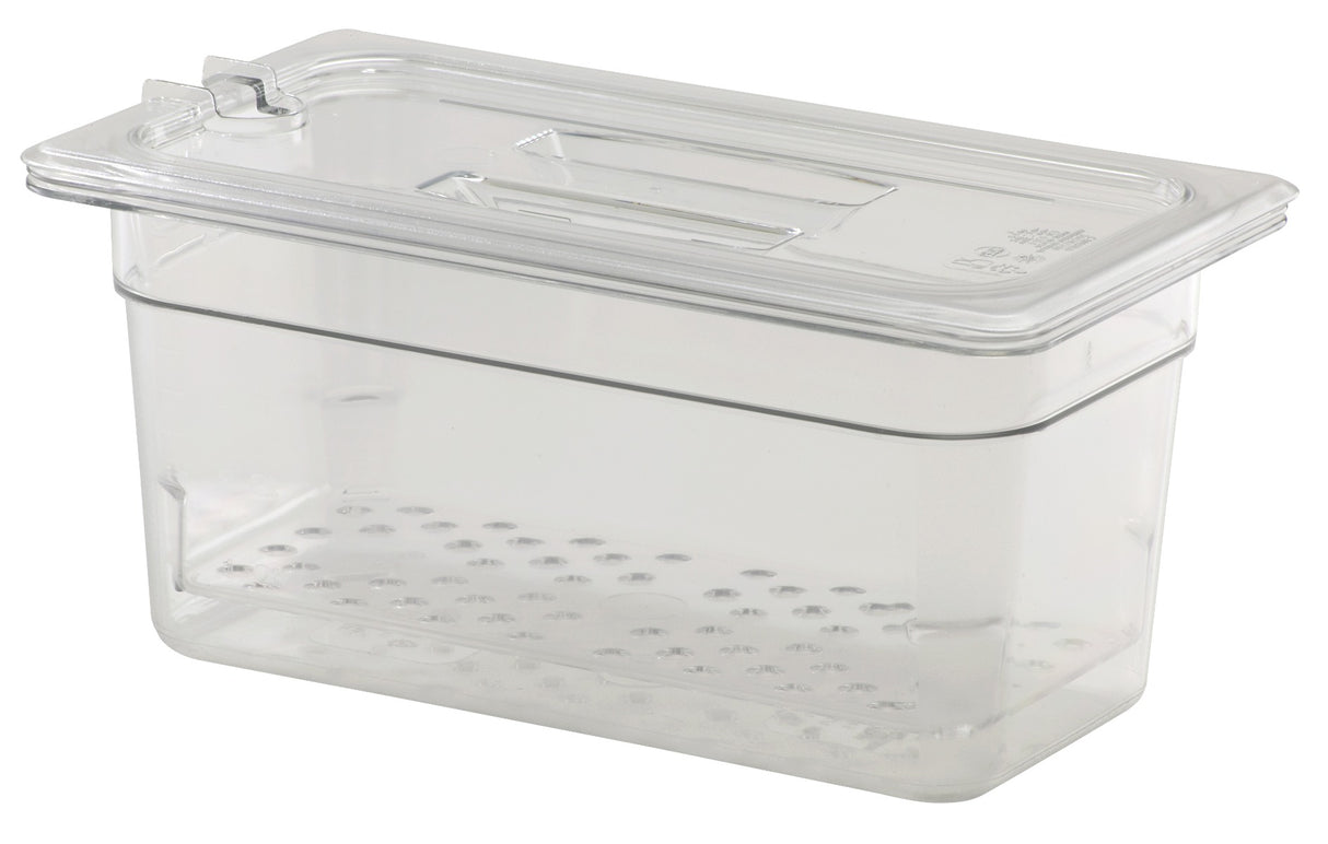 Cambro 30CWCHN135 Camwear Polycarbonate Food Pan Cover with Handle & Spoon Notch - 1/3 Size - Clear