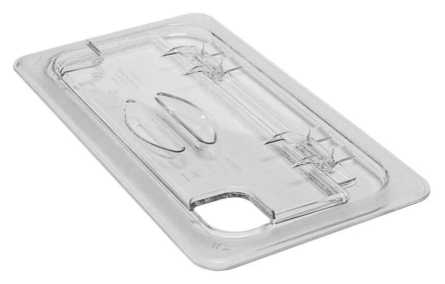 Cambro 30CWLN135 Camwear FlipLid Polycarbonate Food Pan Cover with Spoon Notch - 1/3 Size - Clear