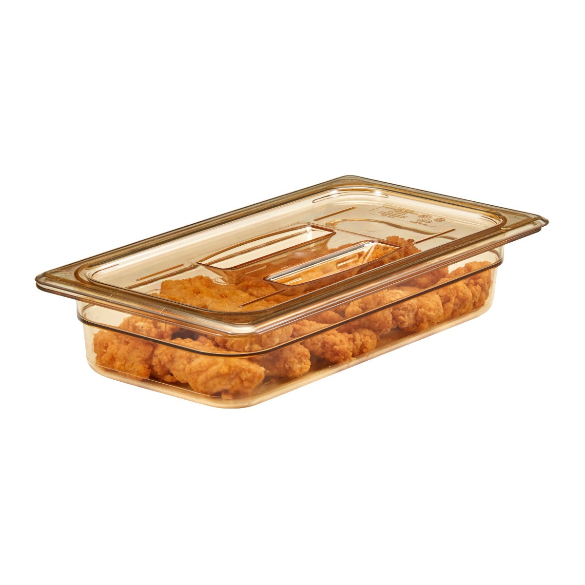 Cambro 30HPCH150 H-Pan Plastic High Heat Food Pan Cover with Handle - 1/3 Size - Amber