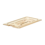 Cambro 30HPCHN150 H-Pan Plastic High Heat Food Pan Cover with Handle & Spoon Notch - 1/3 Size - Amber