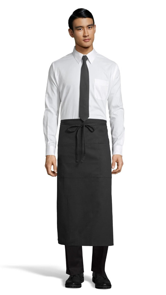 Uncommon Threads 3100-0100 Bistro Apron with 3-Section Pocket 33"L x 28"W - Black