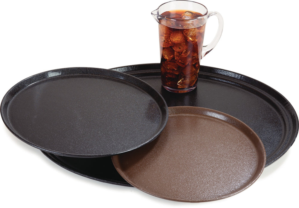 Carlisle 3100GR2004 Griptite 2 Fiberglass Oval Serving Tray 31-1/2" - Black