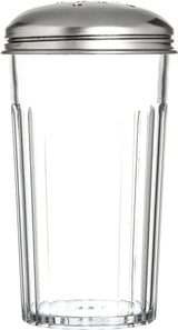 Carlisle 331907 Fluted Plastic Cheese Shaker with Stainless Steel Perforated Top 12 oz. - Clear