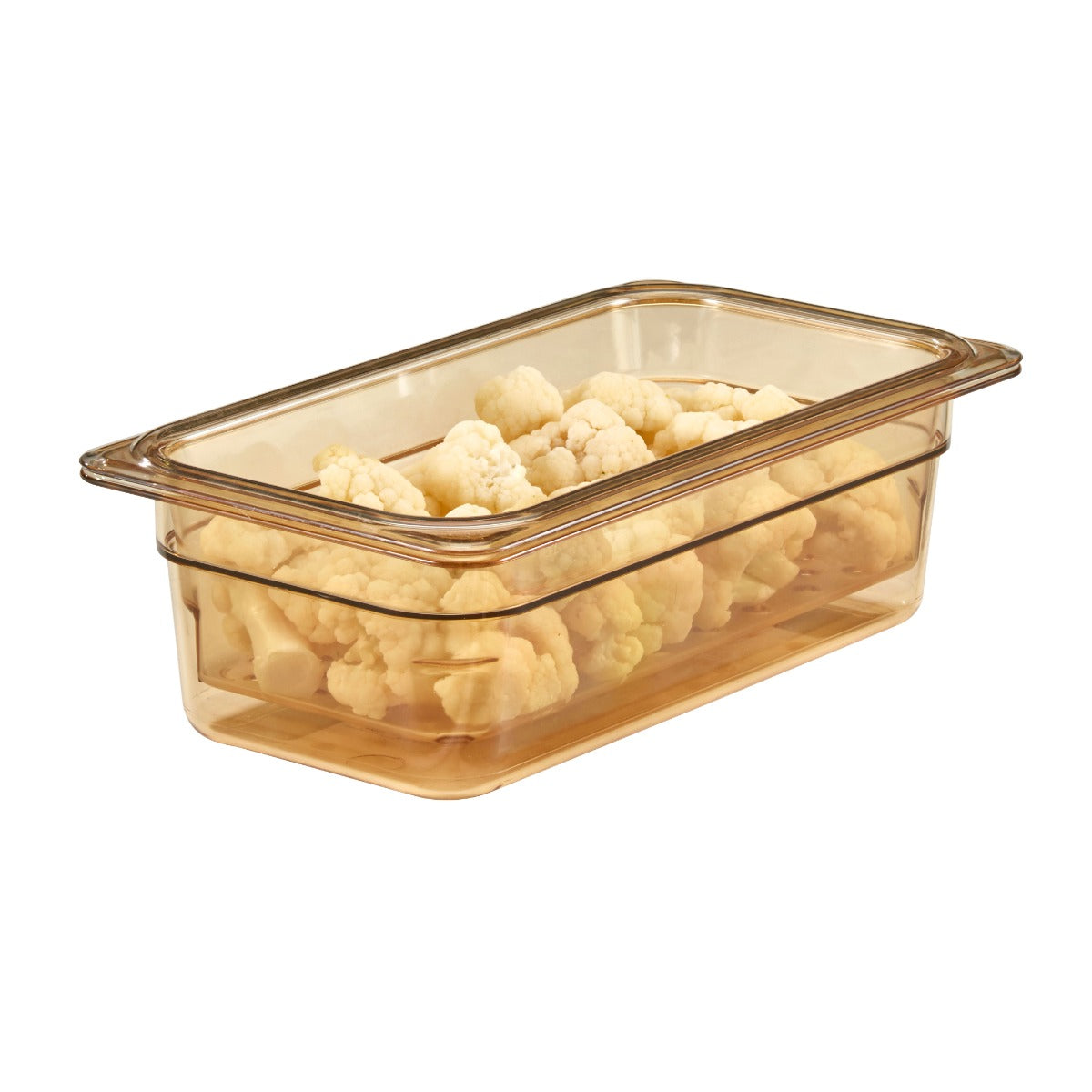 Cambro 34HP150 H-Pan Plastic High Heat Food Pan - 1/3 Size, 4" Deep - Amber