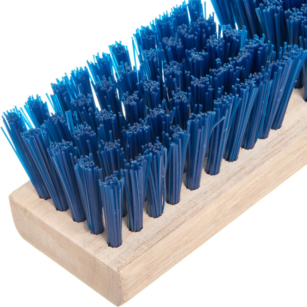 Carlisle 3617514 Flo-Pac Stiff Polypropylene Push Broom / Deck Scrub Brush Head with Wood Block 10" - Blue