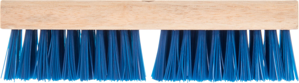 Carlisle 3617514 Flo-Pac Stiff Polypropylene Push Broom / Deck Scrub Brush Head with Wood Block 10" - Blue
