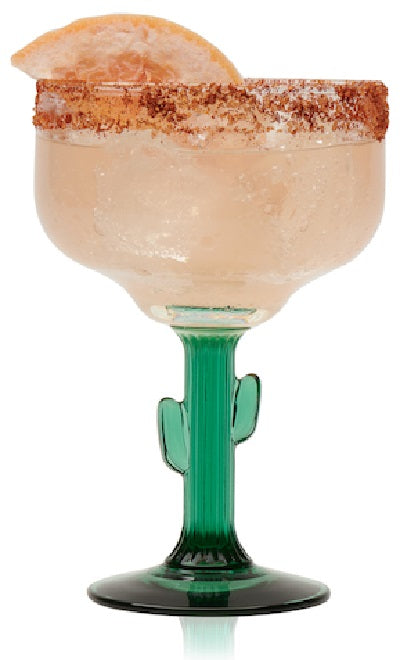 Libbey 3620JS Cactus Margarita Glass 16 oz. - Clear w/ Green Juniper Stem - 12/Case