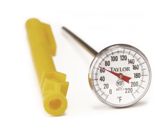 Taylor 3621N 1" Dial Type Instant Read Thermometer w/ 5" Stem, 0 to 220 Degrees F - 6ea/Case