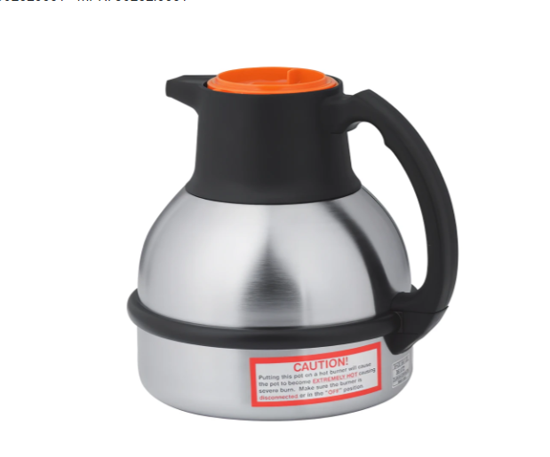 Bunn 36252.0001 Thermal Carafe, 1 17/20 Liters, Stainless Liner, Orange Lid (36252.0001)