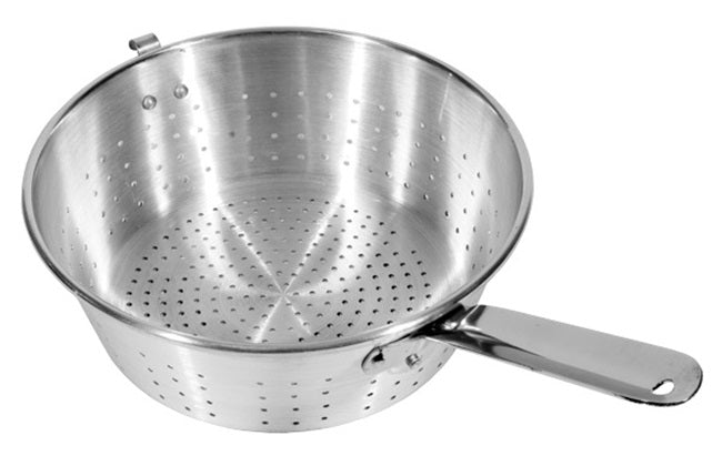 Town 37910H Aluminum Utility Strainer with 10" dia. x 3-3/4" Deep Perforated Bowl, Hook and Straight Handle