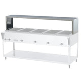 Vollrath 38045 ServeWell 5 Well Food Table Single Deck Overshelf 76"