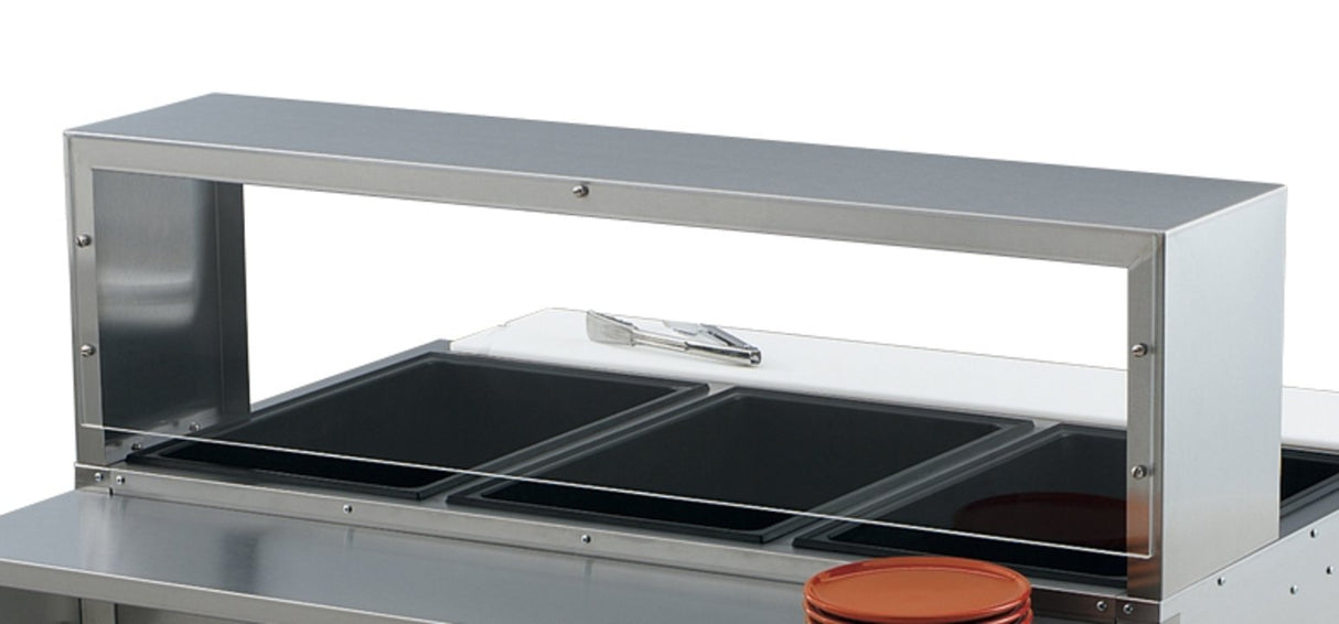 Vollrath 38053 ServeWell Stainless Steel Single-Deck Overshelf with Acrylic Panel Cafeteria Breath Guard 46"W x 10"D x 13"H - for Vollrath 3 Well / Pan Hot or Cold Food Tables