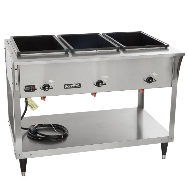 Vollrath 38213 ServeWell SL Electric 3-Well Hot Food Table 46" - Sealed Well - 120v, 2100W