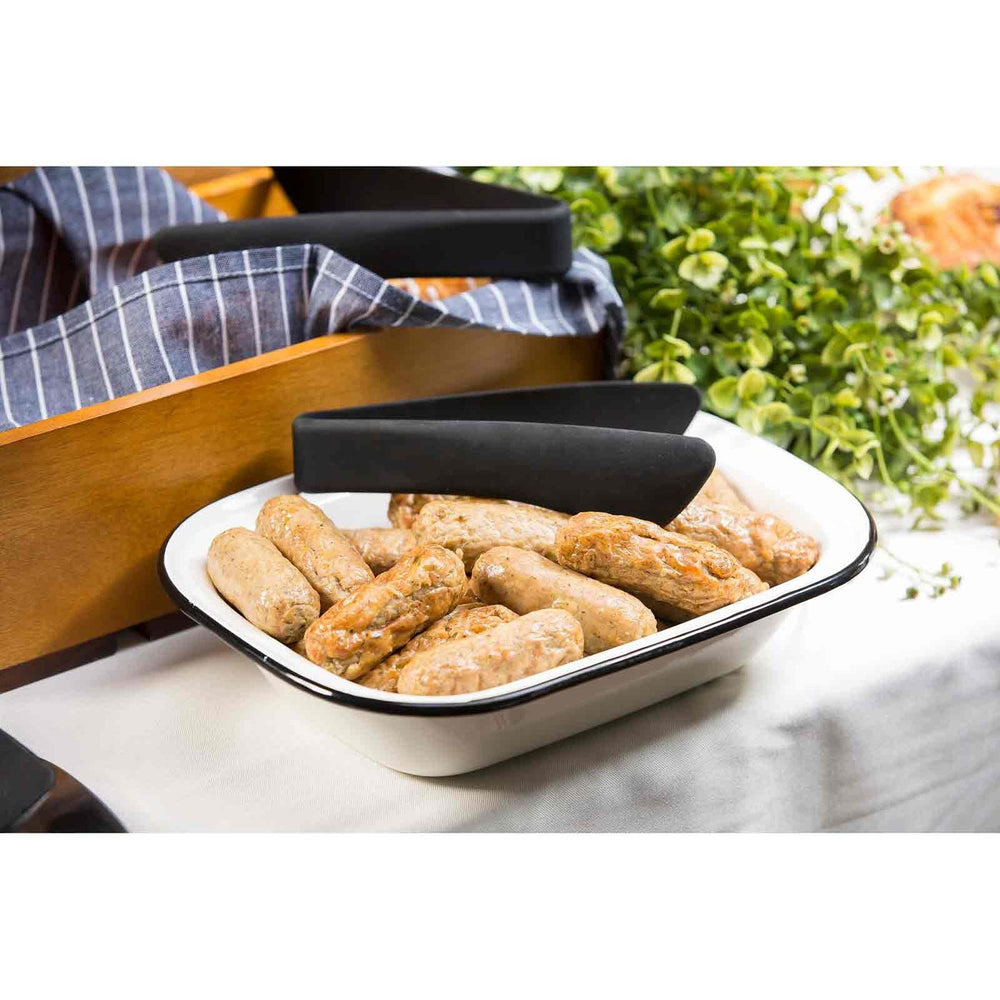 TableCraft 39100 Silicone Coated Stainless Steel Serving Tongs 7" - Black