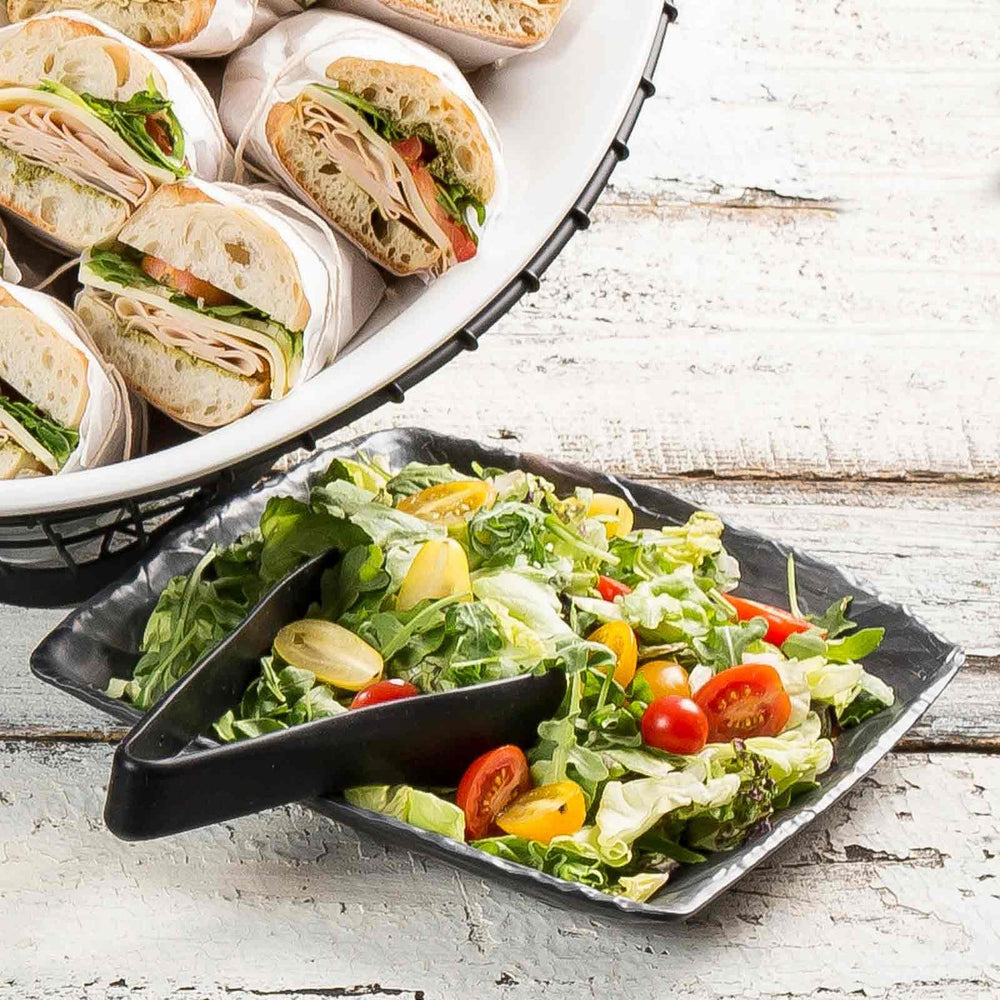 TableCraft 39100 Silicone Coated Stainless Steel Serving Tongs 7" - Black