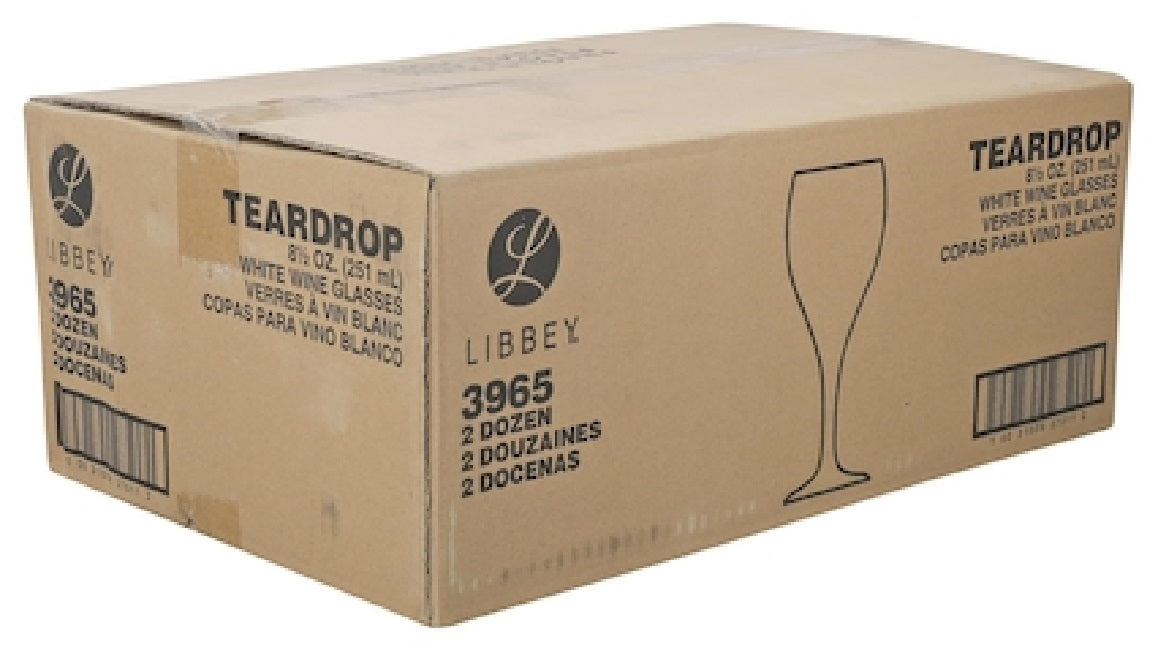 Libbey 3965 Teardrop White Wine Glass 8-1/2 oz. - Clear - 24/Case