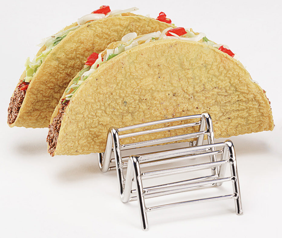 GET 4-81858 Specialty Servingware Stainless Steel Taco Holder 6" x 2-1/2" x 1-1/2"H - Holds 3 to 4 Tacos