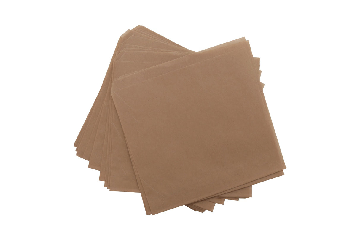 GET 4-T4000 Food-Safe Double-Open Bag / Wire Cone Basket Liner / Deli Wrap 7" x 7" - Brown Paper - 2000/Case