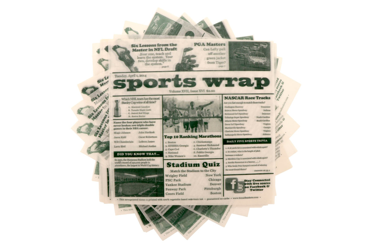 GET 4-TG1080 Food-Safe Sports Newsprint Liner 12" x 12" - White Paper - 1000/Case