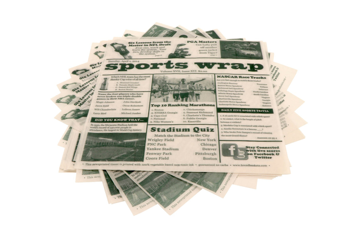 GET 4-TG1080 Food-Safe Sports Newsprint Liner 12" x 12" - White Paper - 1000/Case