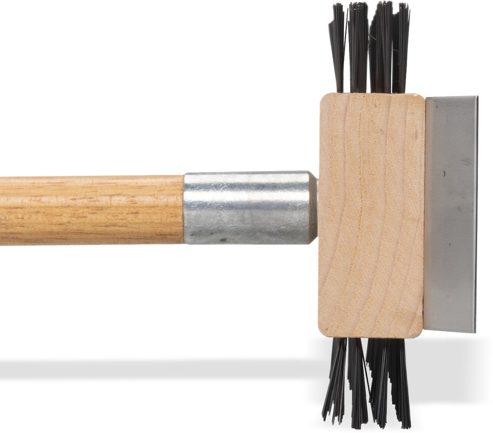 Carlisle 4002600 Sparta Broiler Master Grill Brush & Scraper with Carbon Steel Bristles and Wood Handle 30-1/2" OAL