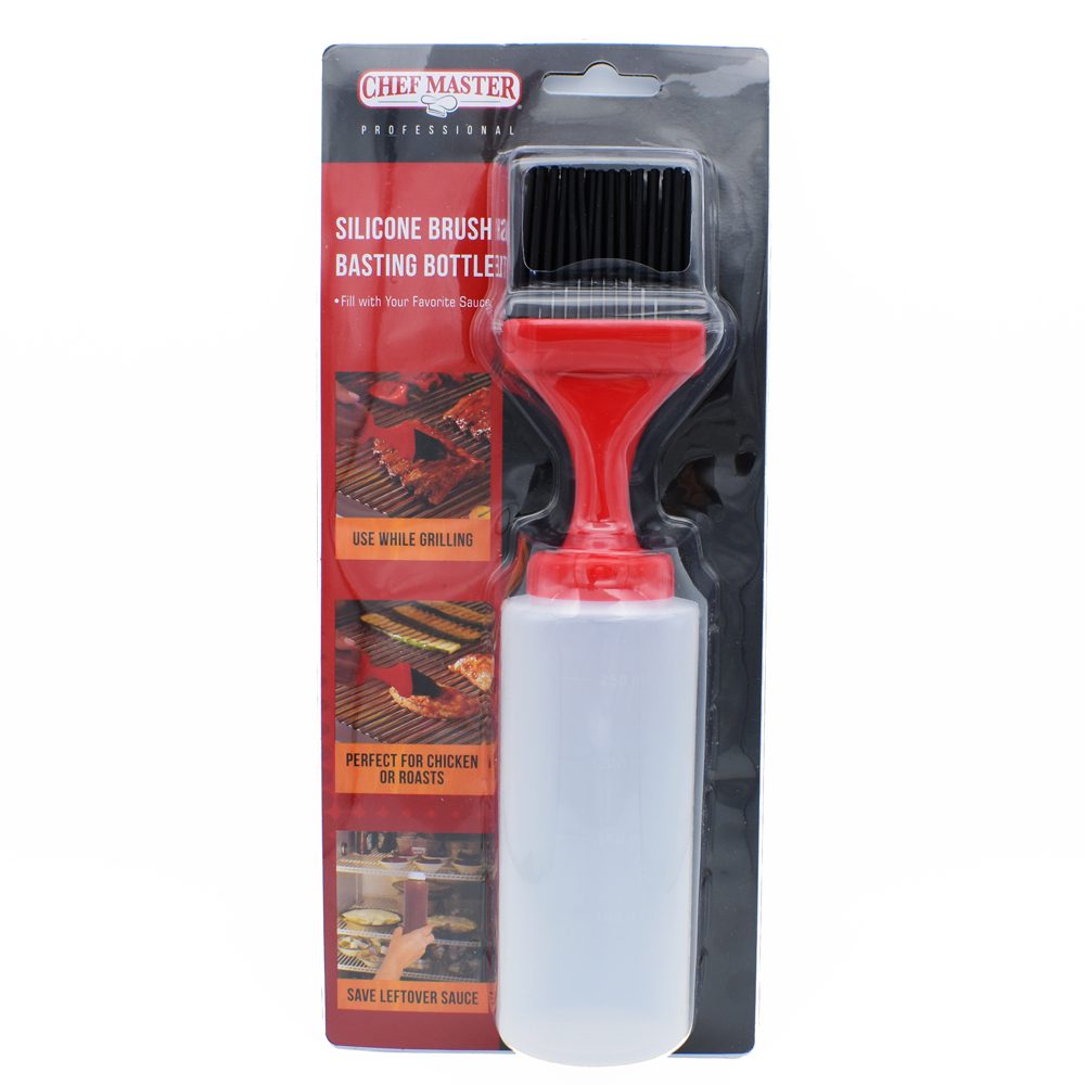 Chef Master 40030GE Professional Basting Bottle with Silicone Brush and Storage Cap 10 oz.