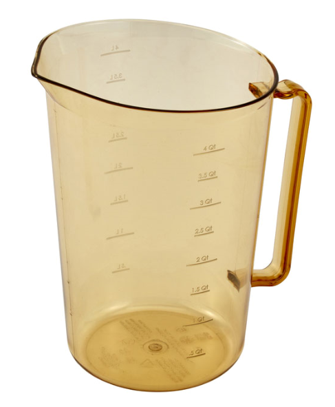 Cambro 400MCH150 4 qt High Heat Measuring Cup - Plastic, Amber