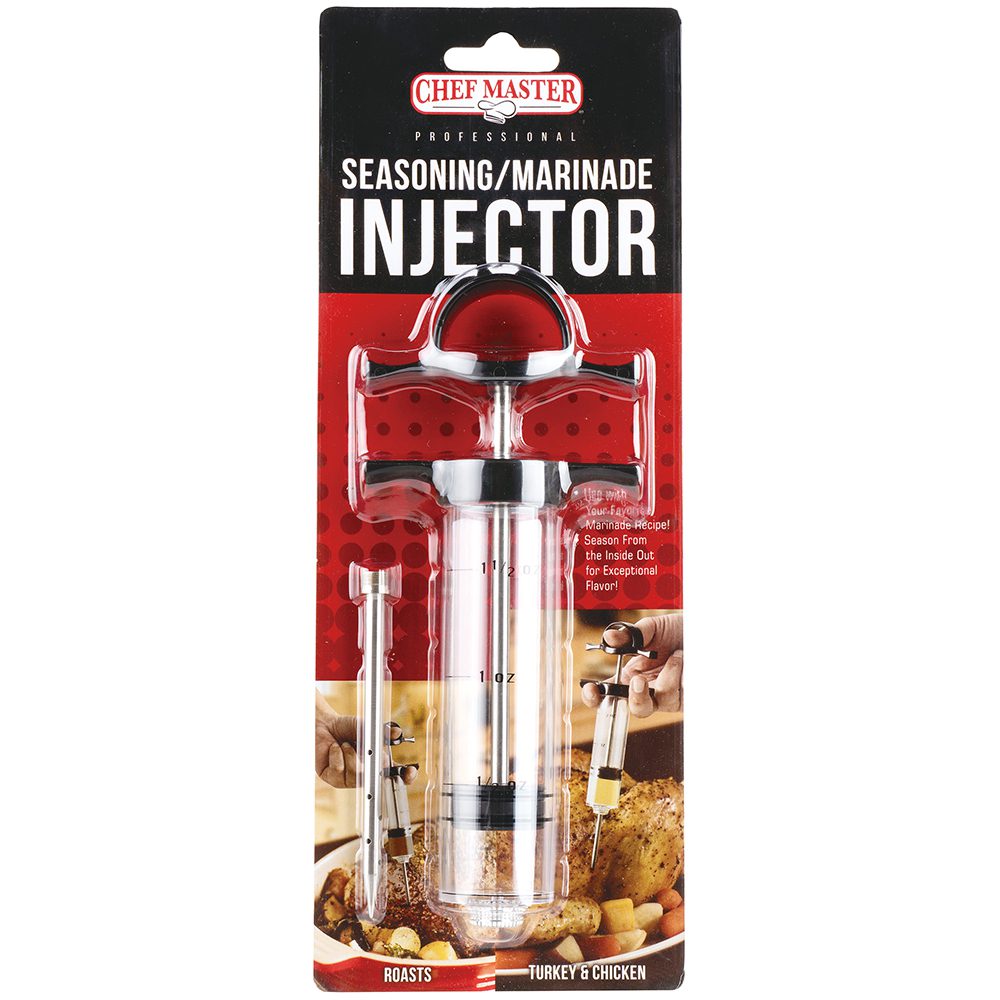Chef Master 40100P Seasoning / Marinade Injector with Cap and Stainless Steel Needle 2 oz.