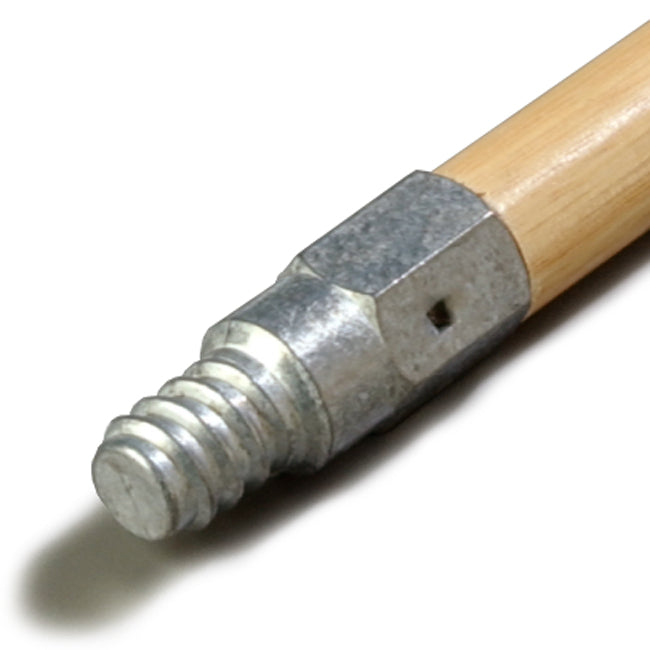 Carlisle 4027500 Metal Tip Threaded Wood Broom / Brush Handle 40" - Natural Lacquered