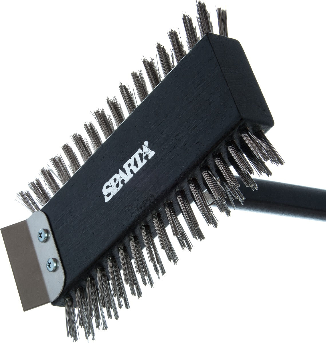 Carlisle 4029000 Sparta Broiler Master Grill Brush & Scraper with Stainless Steel Bristles and Wood Handle 30-1/2" OAL