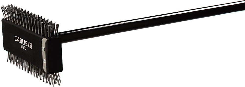 Carlisle 4029000 Sparta Broiler Master Grill Brush & Scraper with Stainless Steel Bristles and Wood Handle 30-1/2" OAL