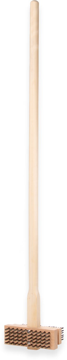 Carlisle 4029400 Double Head Broiler King Grill Brush with Carbon Steel Bristles and Wood Handle 48" OAL