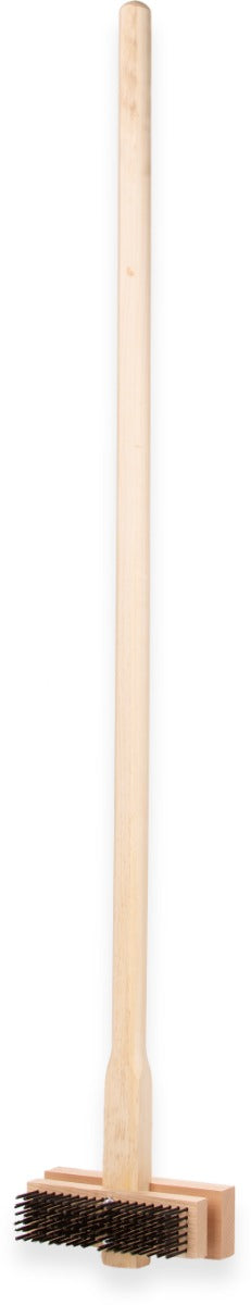Carlisle 4029400 Double Head Broiler King Grill Brush with Carbon Steel Bristles and Wood Handle 48" OAL