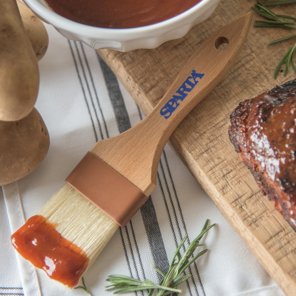 Carlisle 4037400 Sparta Chef Series Flat Pastry / Basting Brush with 2"W Boar Bristles & 5-1/4" Wood Handle