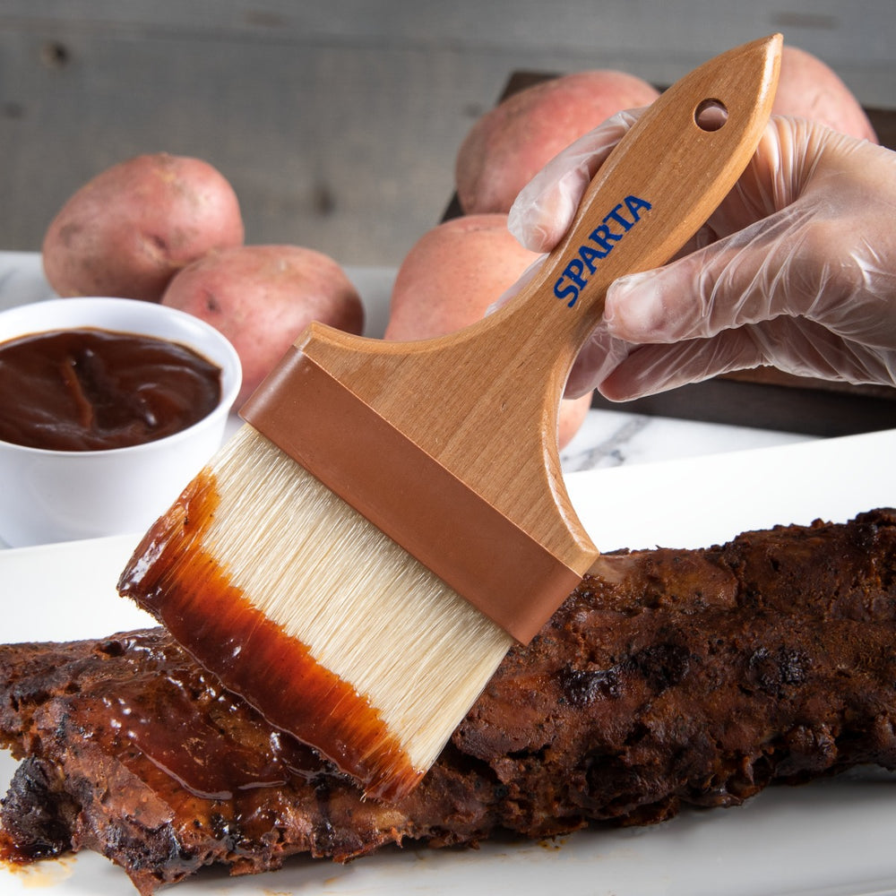 Carlisle 4037600 Sparta Chef Series Flat Pastry / Basting Brush with 4"W Boar Bristles & 6-1/4" Wood Handle