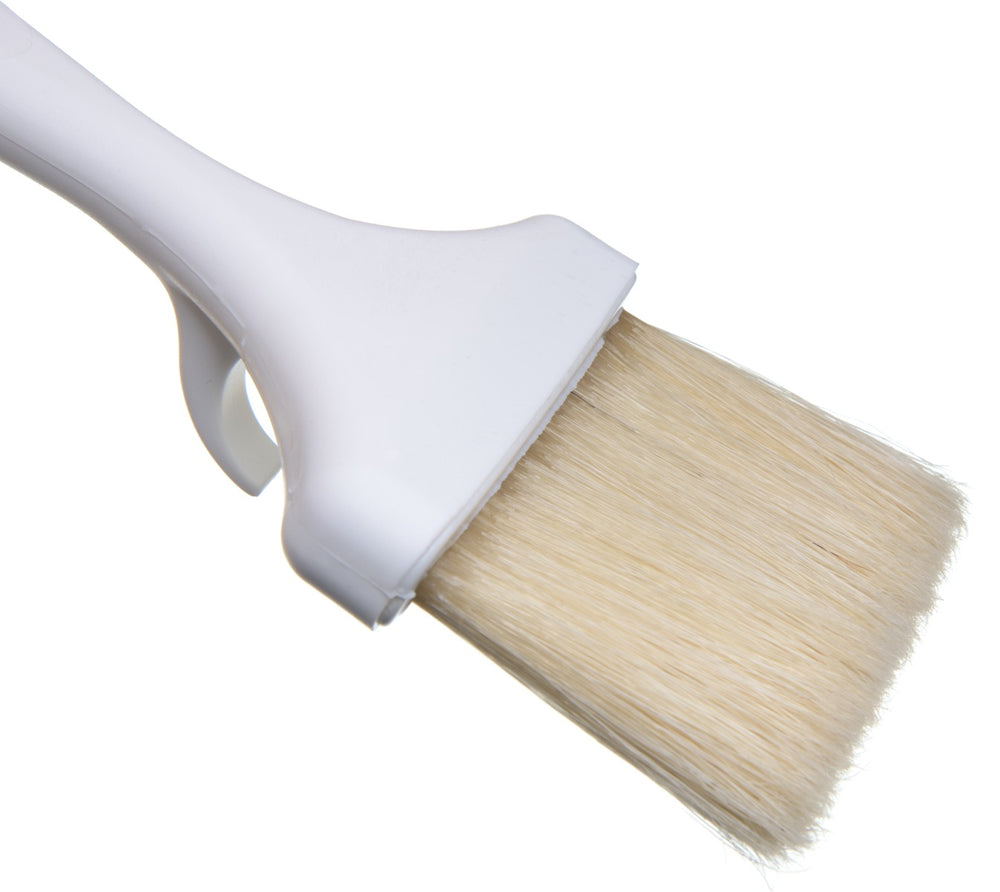 Carlisle 4037900 Sparta Meteor Flat Pastry / Basting Brush with 3"W Boar Bristles & Plastic Handle with Hook - White