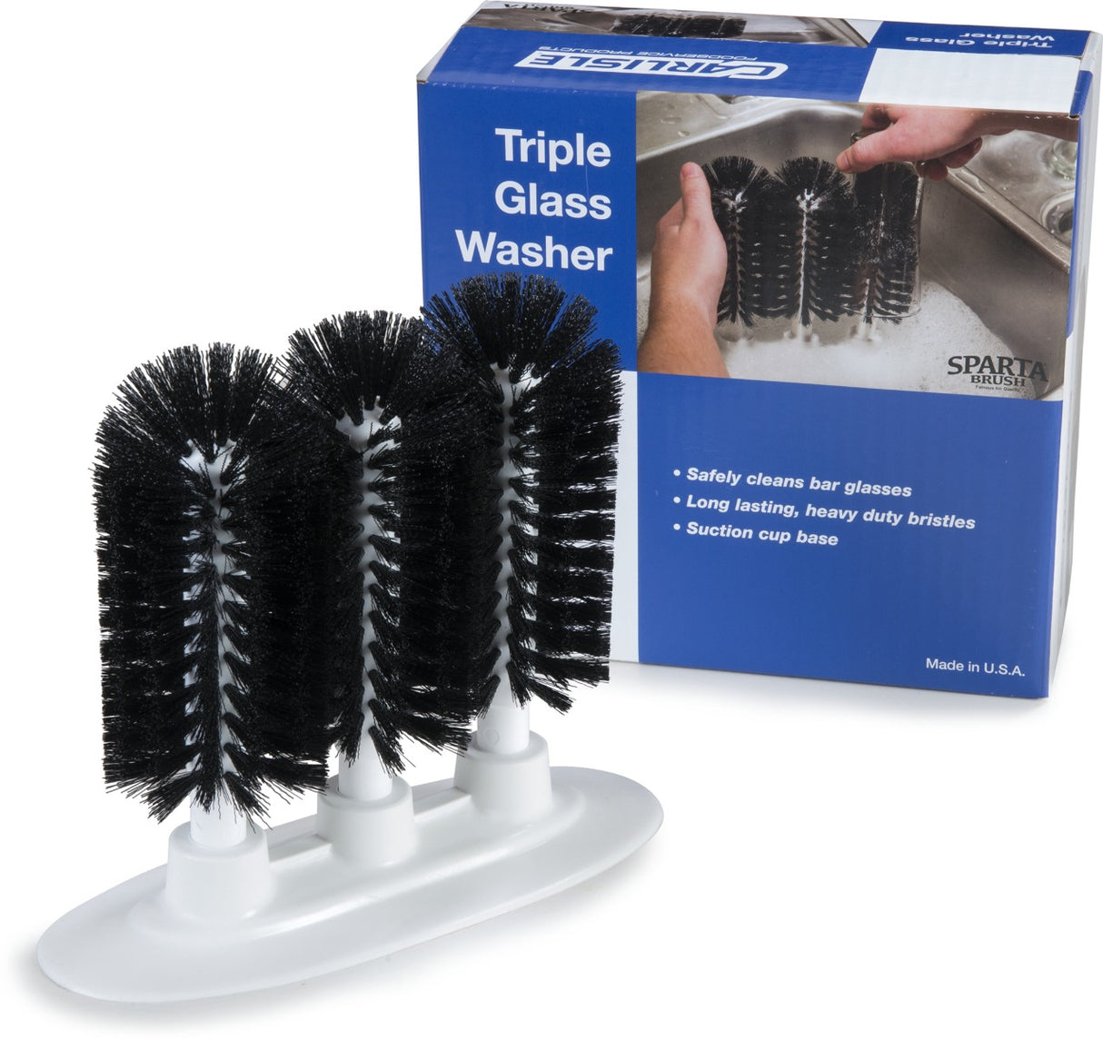 Carlisle 4046103 Sparta Manual Triple Glass Washer 8" - Black