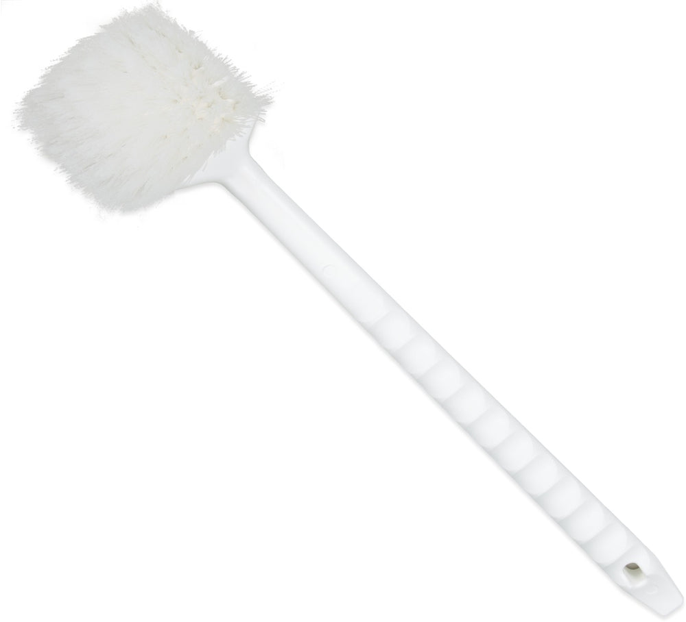 Carlisle 4050000 Sparta All Purpose Kitchen / Utility Scrub Brush with Medium Stiff Nylon Bristles & Pistol Grip Poly Handle 20" - White