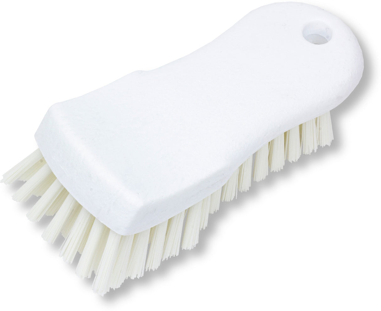 Carlisle 40521EC02 Sparta Color Coded Cutting Board / Hand Scrub Brush with Polyester Bristles and Plastic Block 6" - White