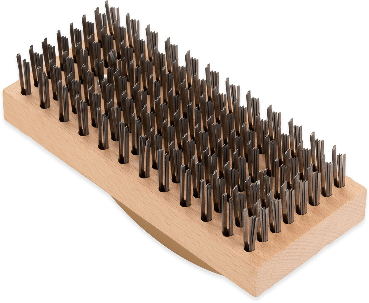 Carlisle 4067600 Wooden Butcher Block Brush with Steel Bristles and Plastic Handle 9" x 4"