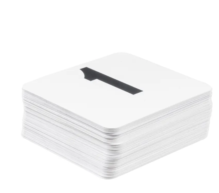 American Metalcraft 4100-CARDS Tabletop Number Cards - #1 100, 4" x 4", White/Black